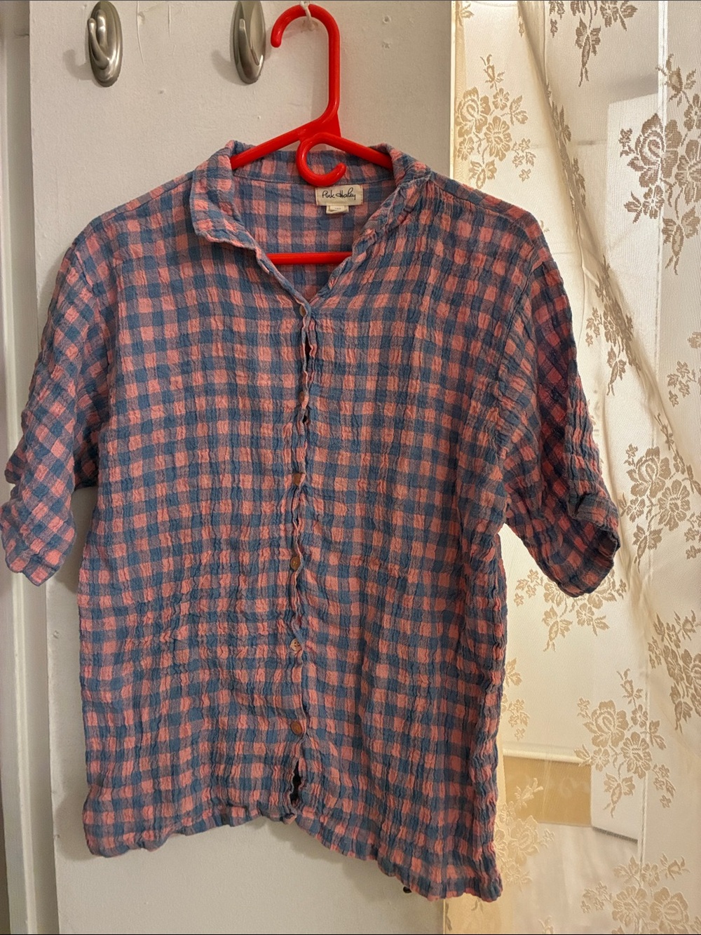 pink haley linen gingham top
